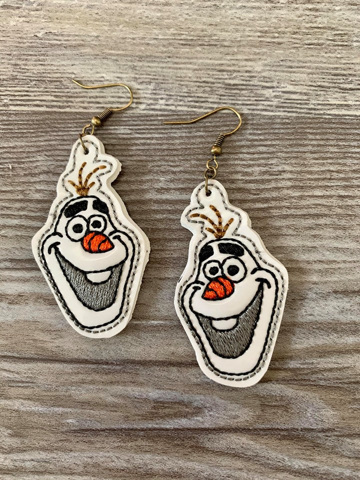 Funny Snowman Earrings - 4x4 and 5x7 Grouped- Digital Embroidery Design