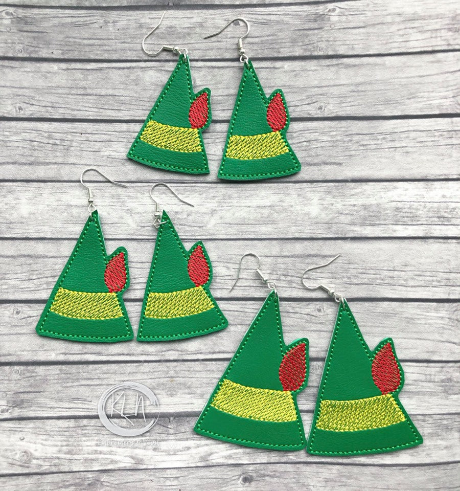 Elf hat Earrings - 3 sizes - 4x4 and 5x7 Grouped- Digital Embroidery Design