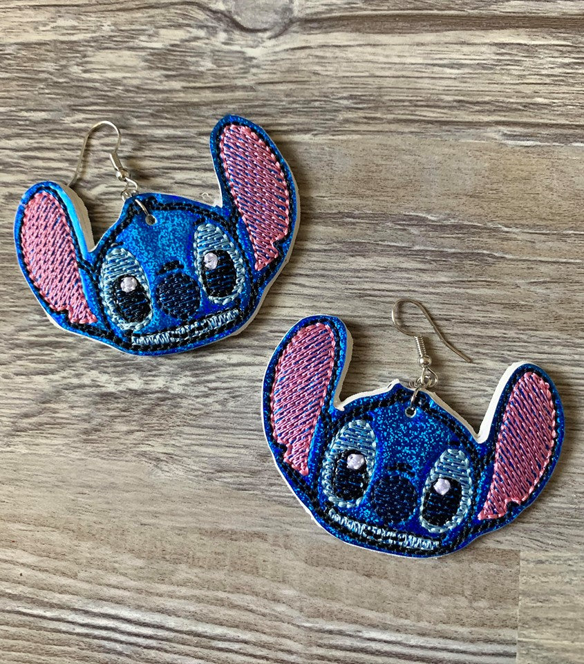 Blue Alien Earrings - Digital Embroidery Design
