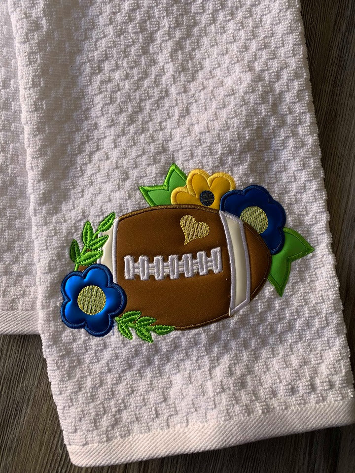 Floral Football Applique - 3 Sizes - DIGITAL Embroidery Design