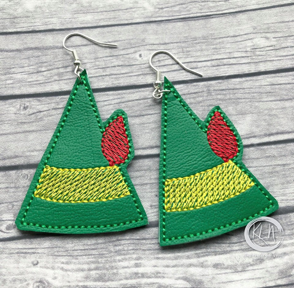 Elf hat Earrings - 3 sizes - 4x4 and 5x7 Grouped- Digital Embroidery Design