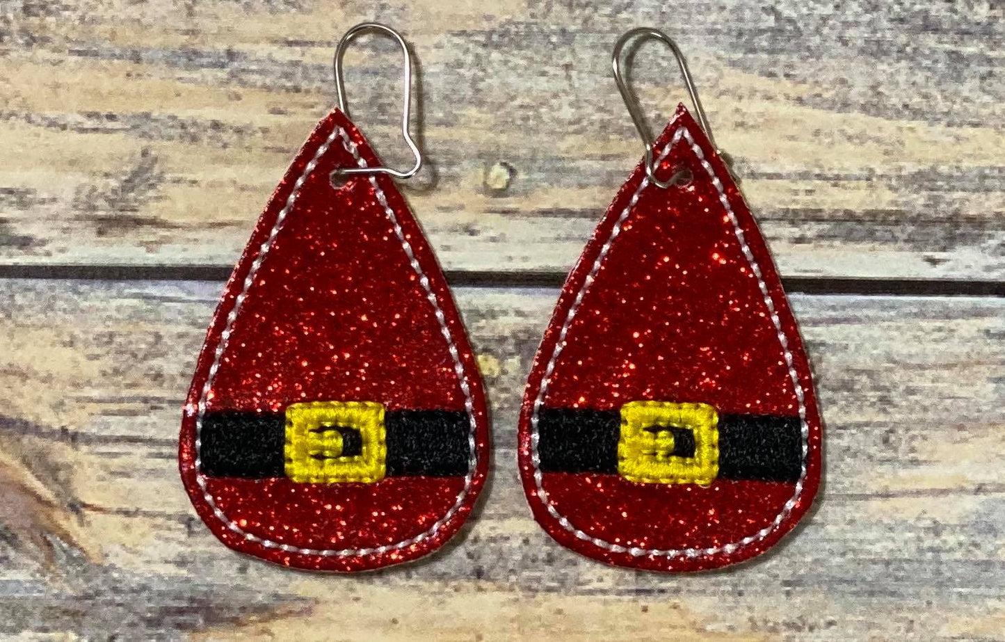Santa Belt Earrings - 3 sizes - 4x4 and 5x7 Grouped- Digital Embroidery Design