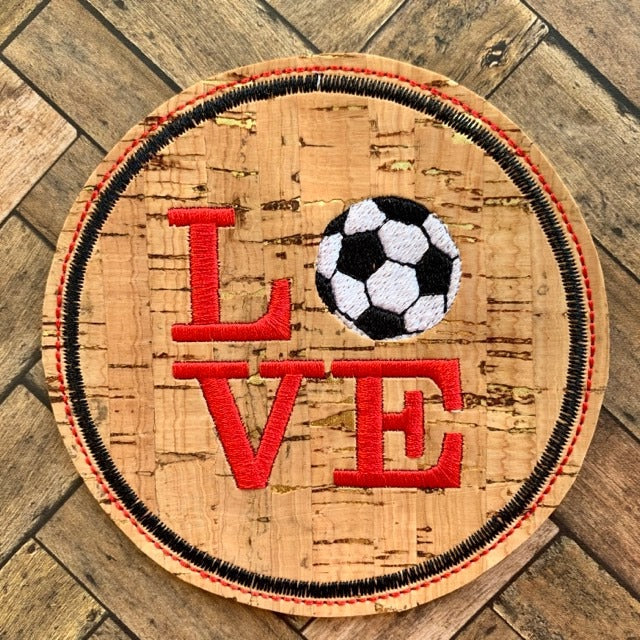 Love Soccer Coaster 4x4 - DIGITAL Embroidery DESIGN