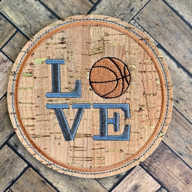 Love Basketball Coaster 4x4 - DIGITAL Embroidery DESIGN