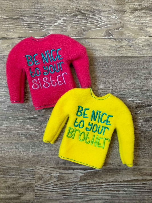 Be Nice Doll Sweater 5x7 - Digital Embroidery Design