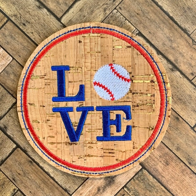 Love Baseball Coaster 4x4 - DIGITAL Embroidery DESIGN