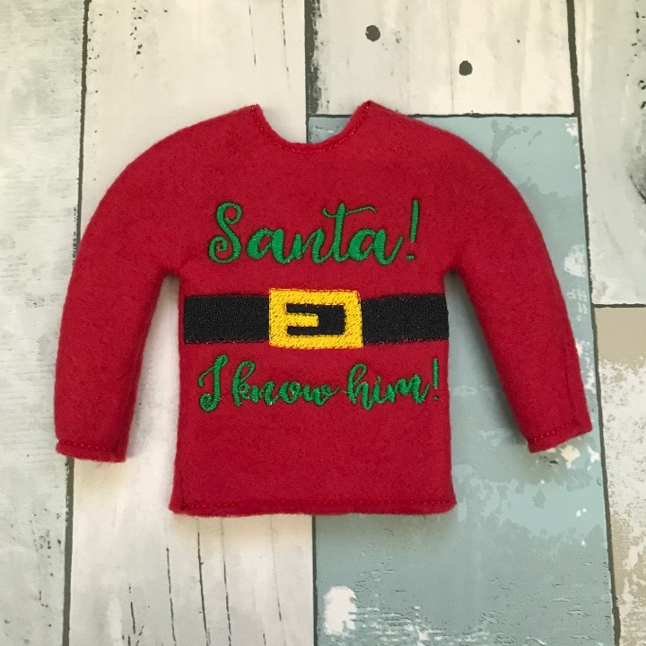 Santa! I know him! Doll Sweater 5x7 - Digital Embroidery Design