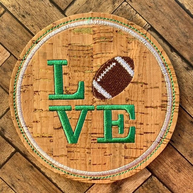 Love Football Coaster 4x4 - DIGITAL Embroidery DESIGN