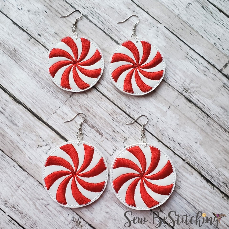 Peppermint Earrings - 2 sizes - Digital Embroidery Design