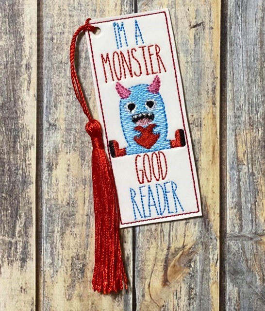 I'm a mosnter good reader Bookmark - Digital Embroidery Design