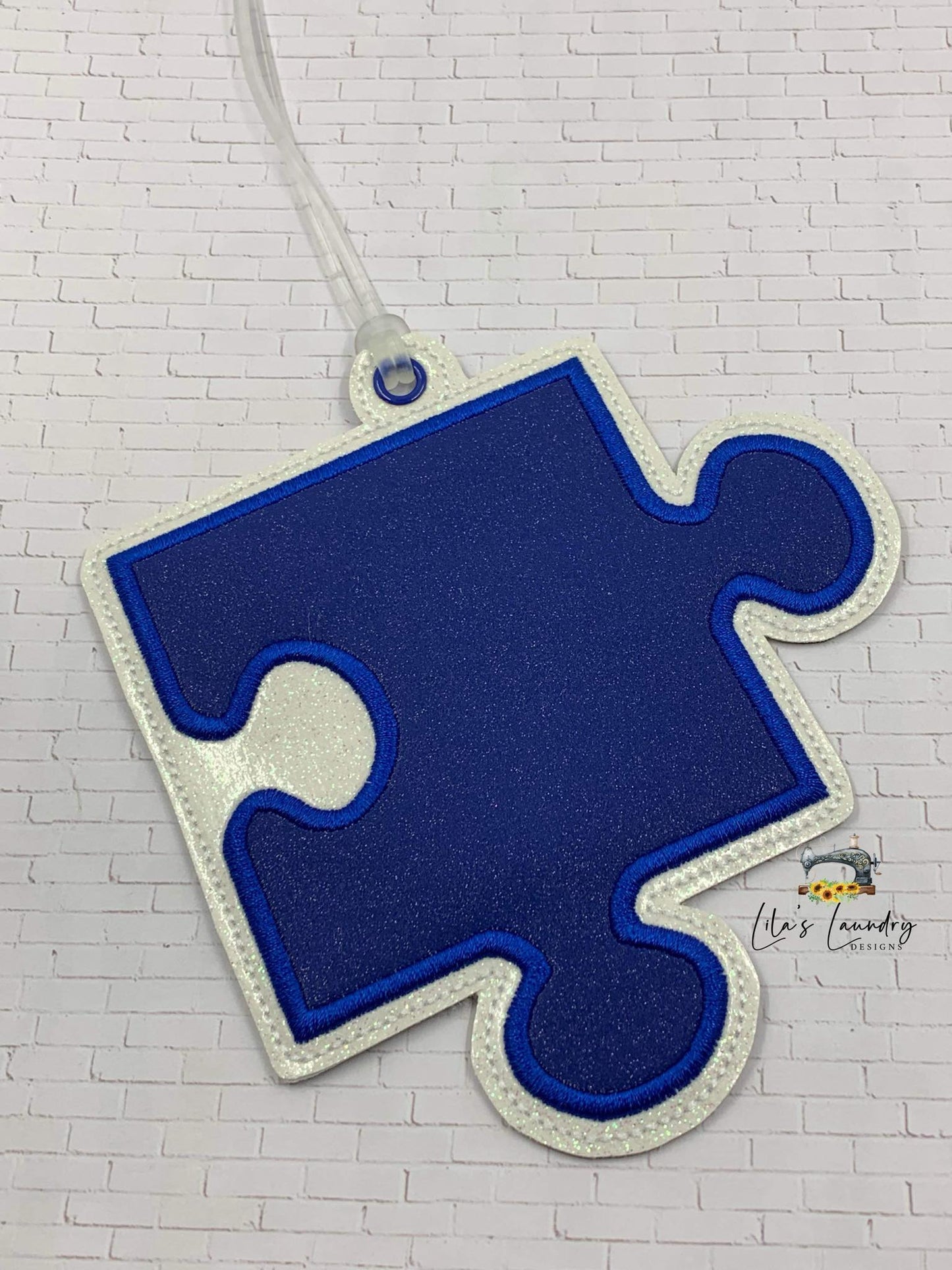 Large Puzzle Piece Bag Tag - 5x7 only - Digital Embroidery Design