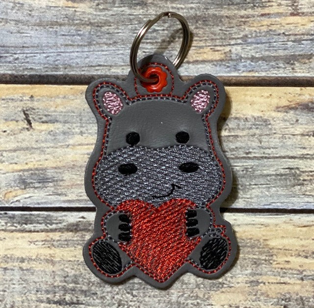 Valentine Hippo Fobs -  DIGITAL Embroidery DESIGN