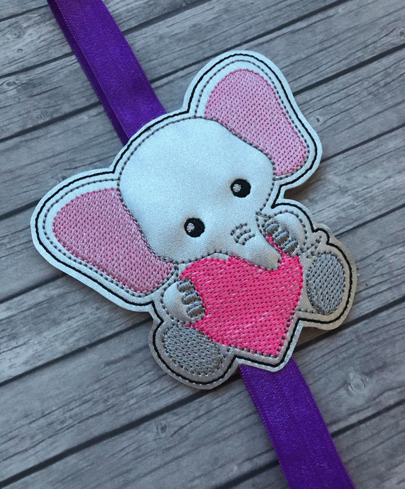 Valentine Elephant Book Band - Digital Embroidery Design
