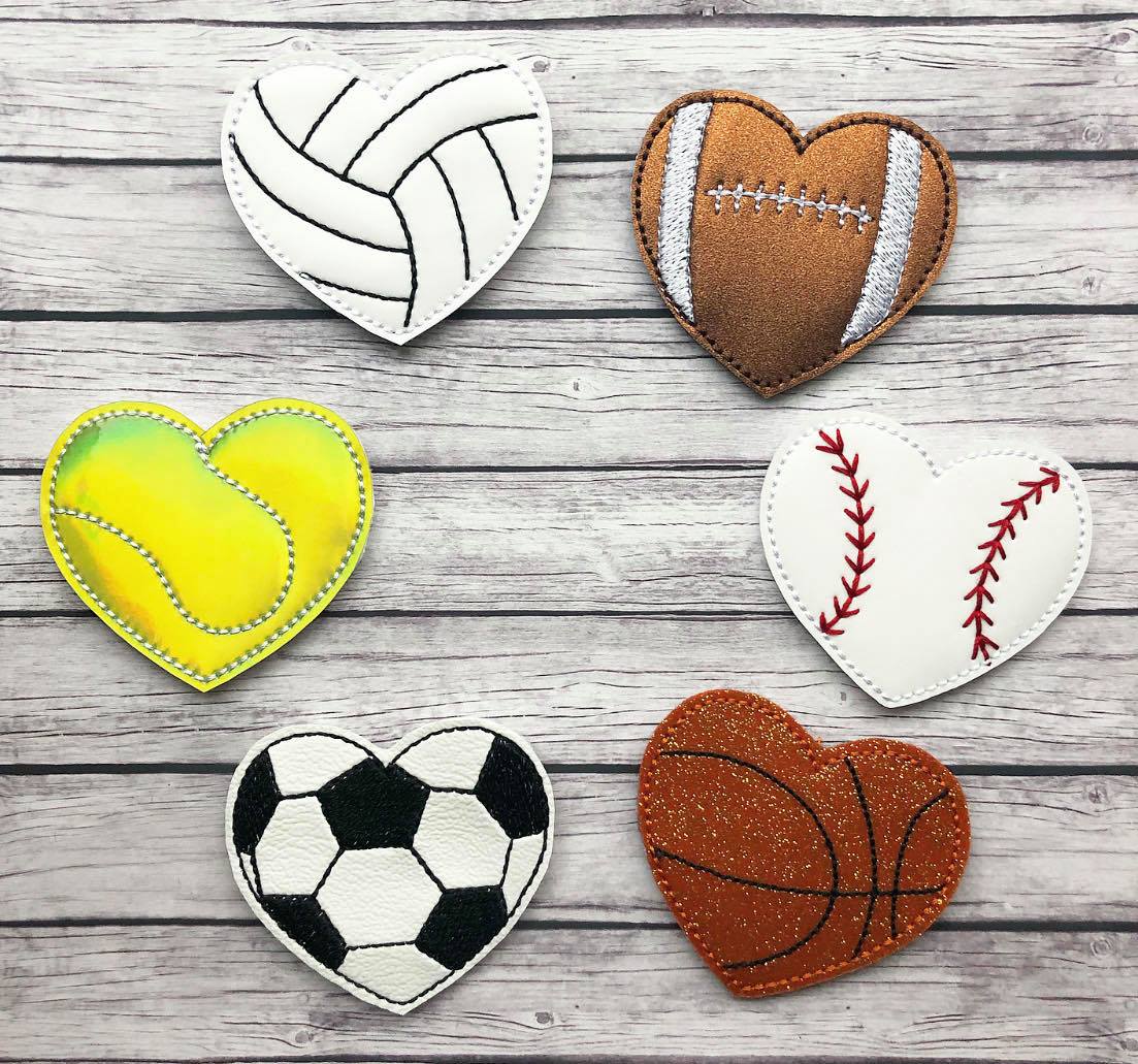 Sport Heart Feltie Set of 6 - Digital Embroidery Design