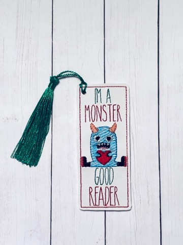 I'm a mosnter good reader Bookmark - Digital Embroidery Design
