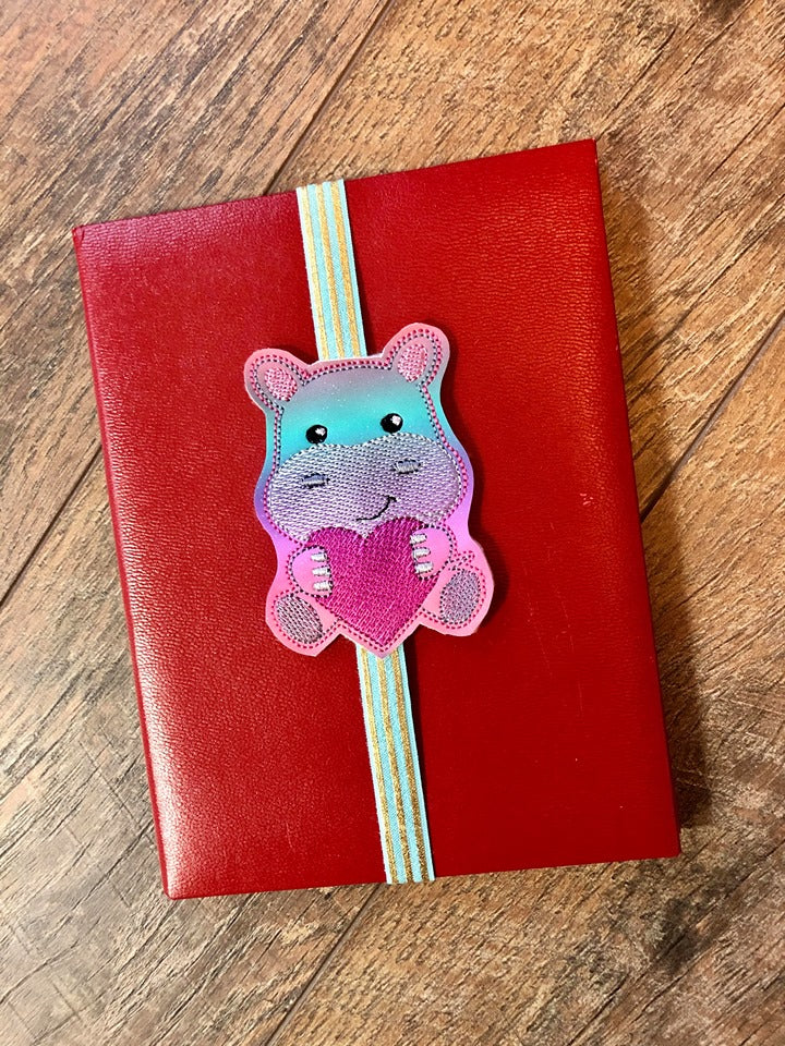 Valentine Hippo Book Band - Digital Embroidery Design
