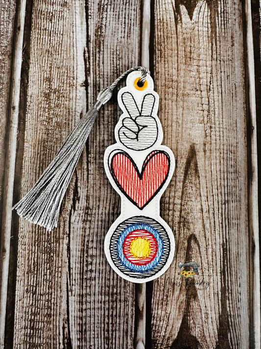 Peace Love Archery Bookmark - Digital Embroidery Design