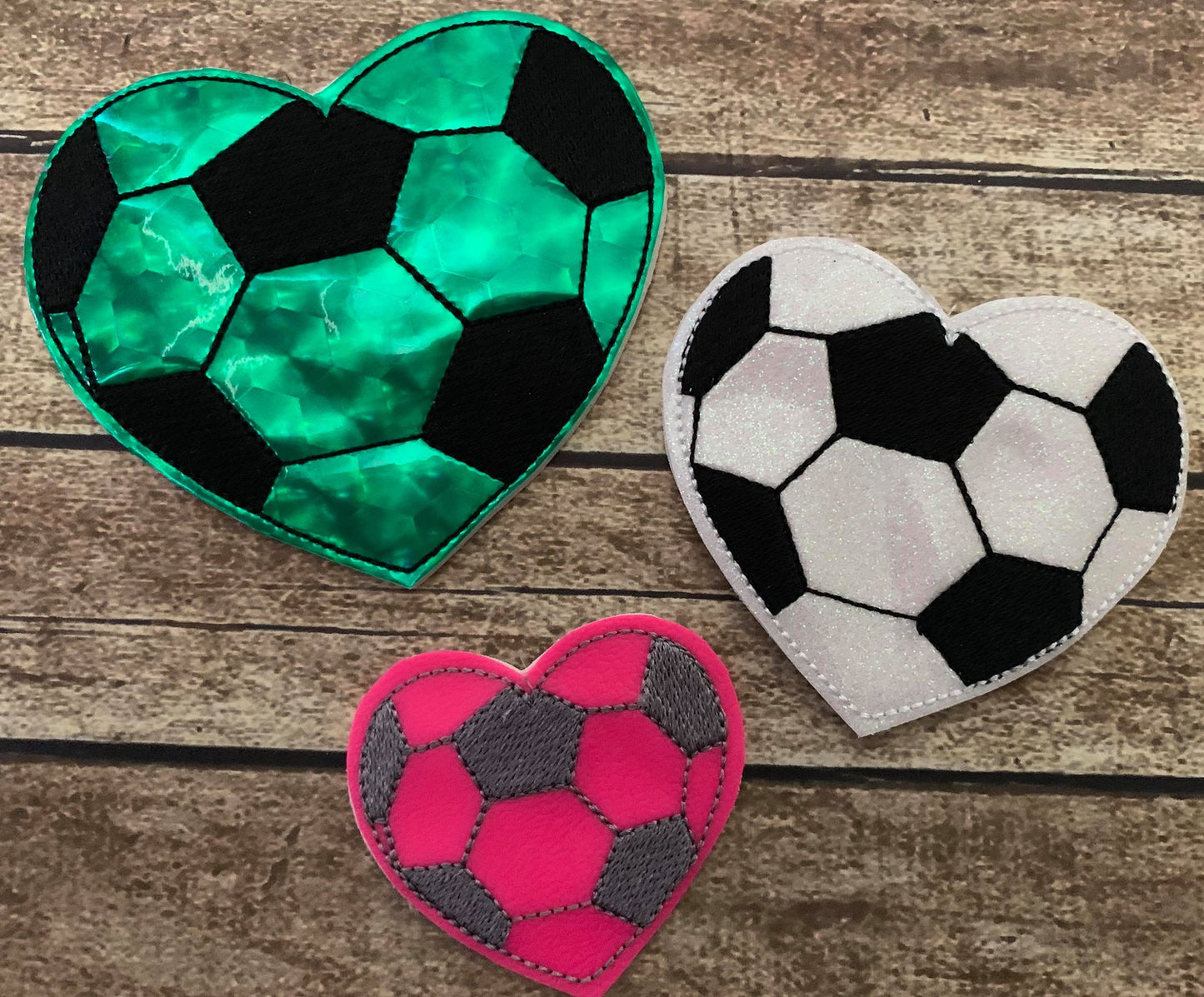 Soccer Heart Felties - 3 sizes - 4x4 and 5x7 Grouped- Digital Embroidery Design