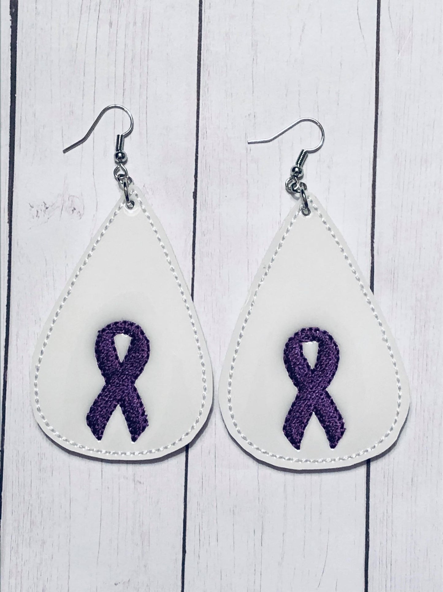 Awareness Ribbon Tear Drop Earrings - 3 sizes - 4x4 and 5x7 Grouped- Digital Embroidery Design