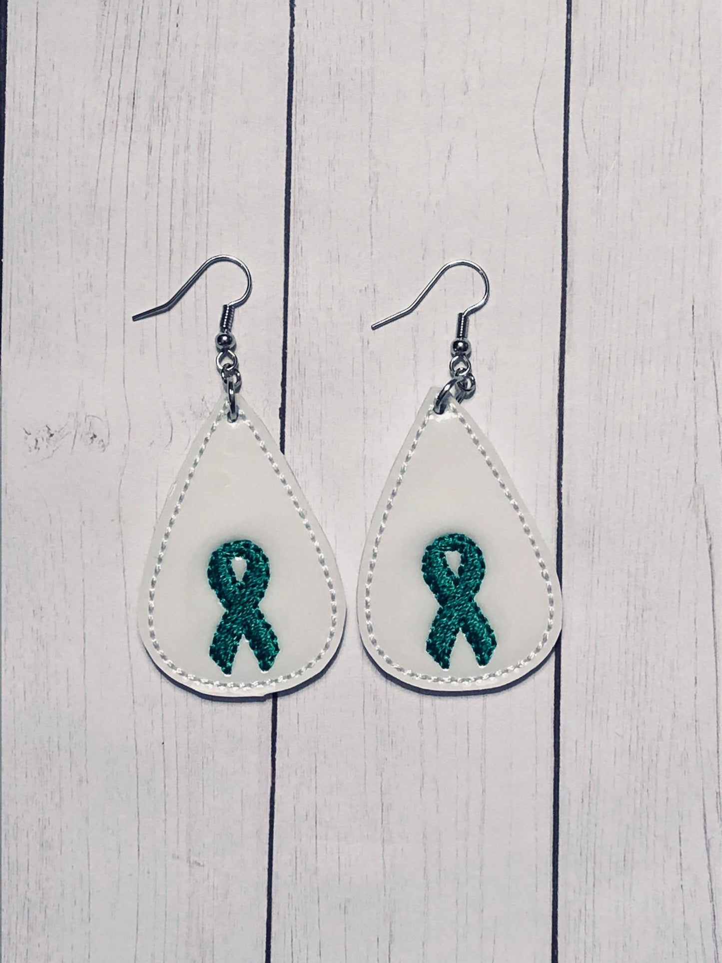 Awareness Ribbon Tear Drop Earrings - 3 sizes - 4x4 and 5x7 Grouped- Digital Embroidery Design