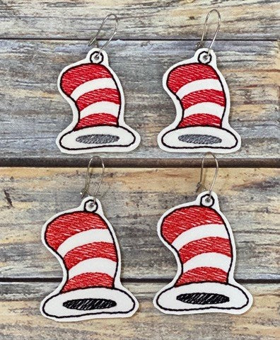 Silly Hat Earrings - 2 sizes - Digital Embroidery Design