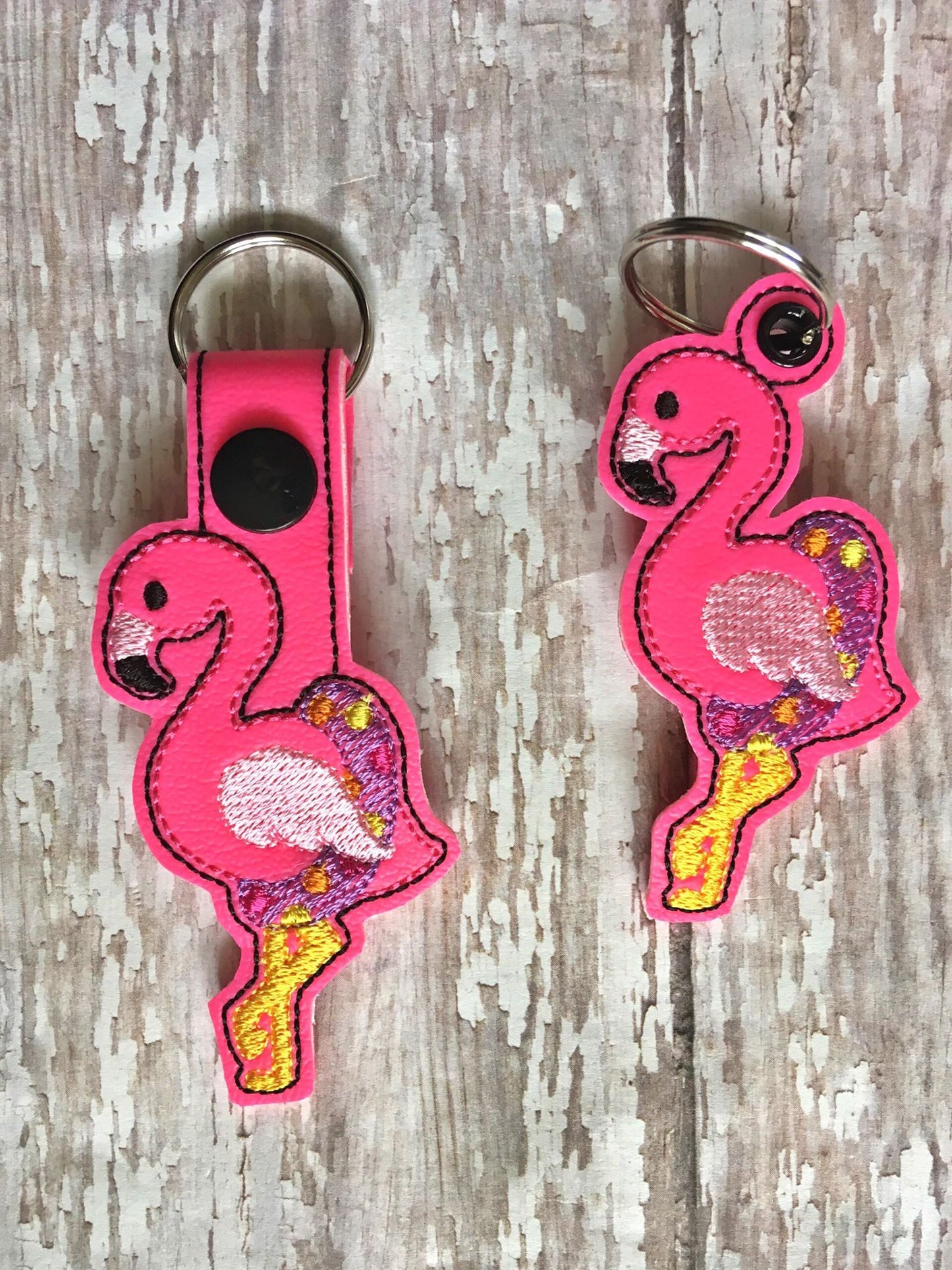 Floating Flamingo Fobs -  DIGITAL Embroidery DESIGN