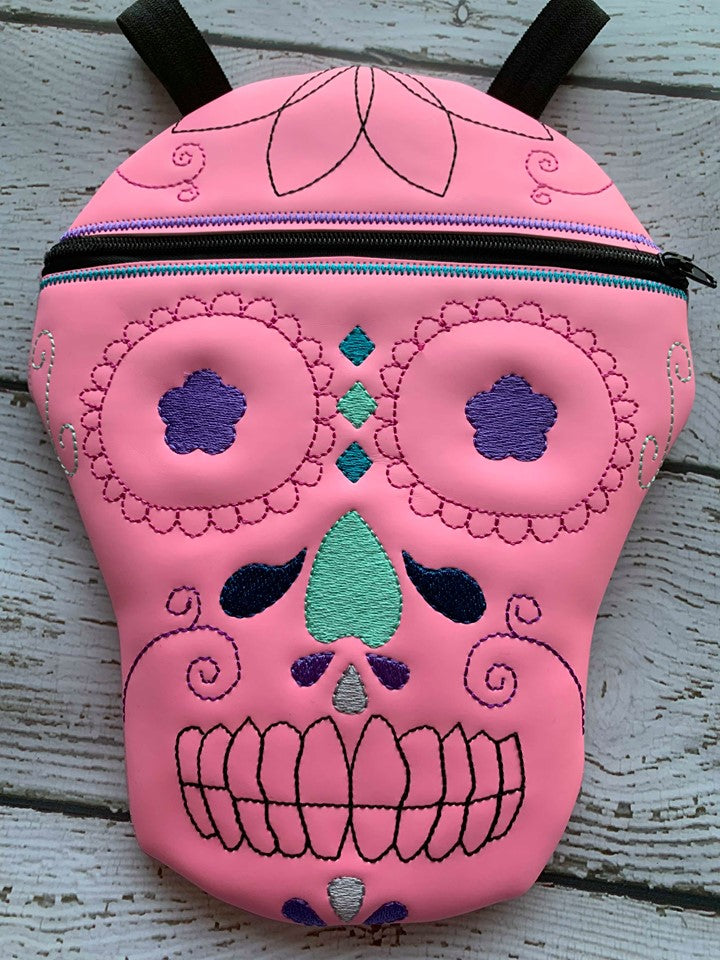 Sugar Skull Zipper Bag - 3 sizes - Digital Embroidery Design