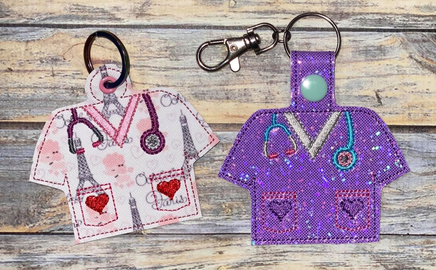 Healthcare Heart Tab and eyelet Fobs - DIGITAL Embroidery DESIGN