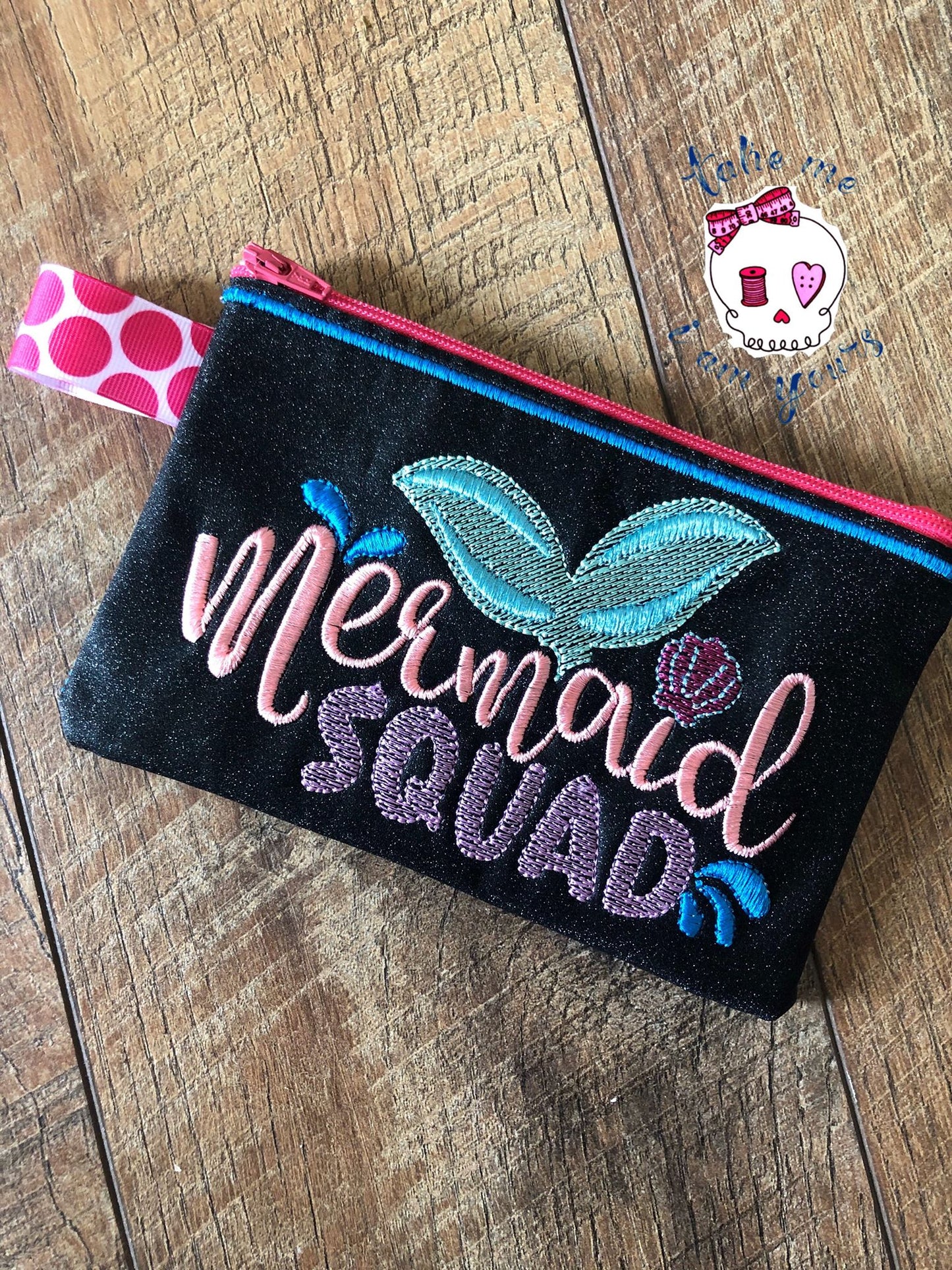 Mermaid Squad Zipper Bag - 2 sizes - Digital Embroidery Design