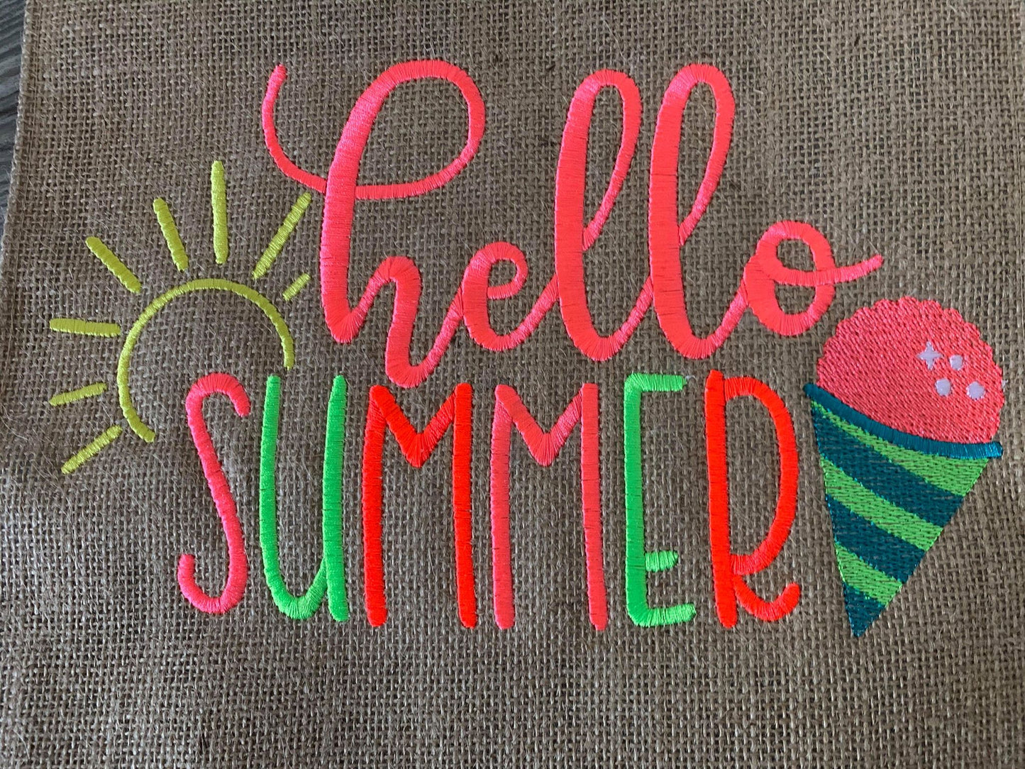 Hello Summer - 3 Sizes - Digital Embroidery Design