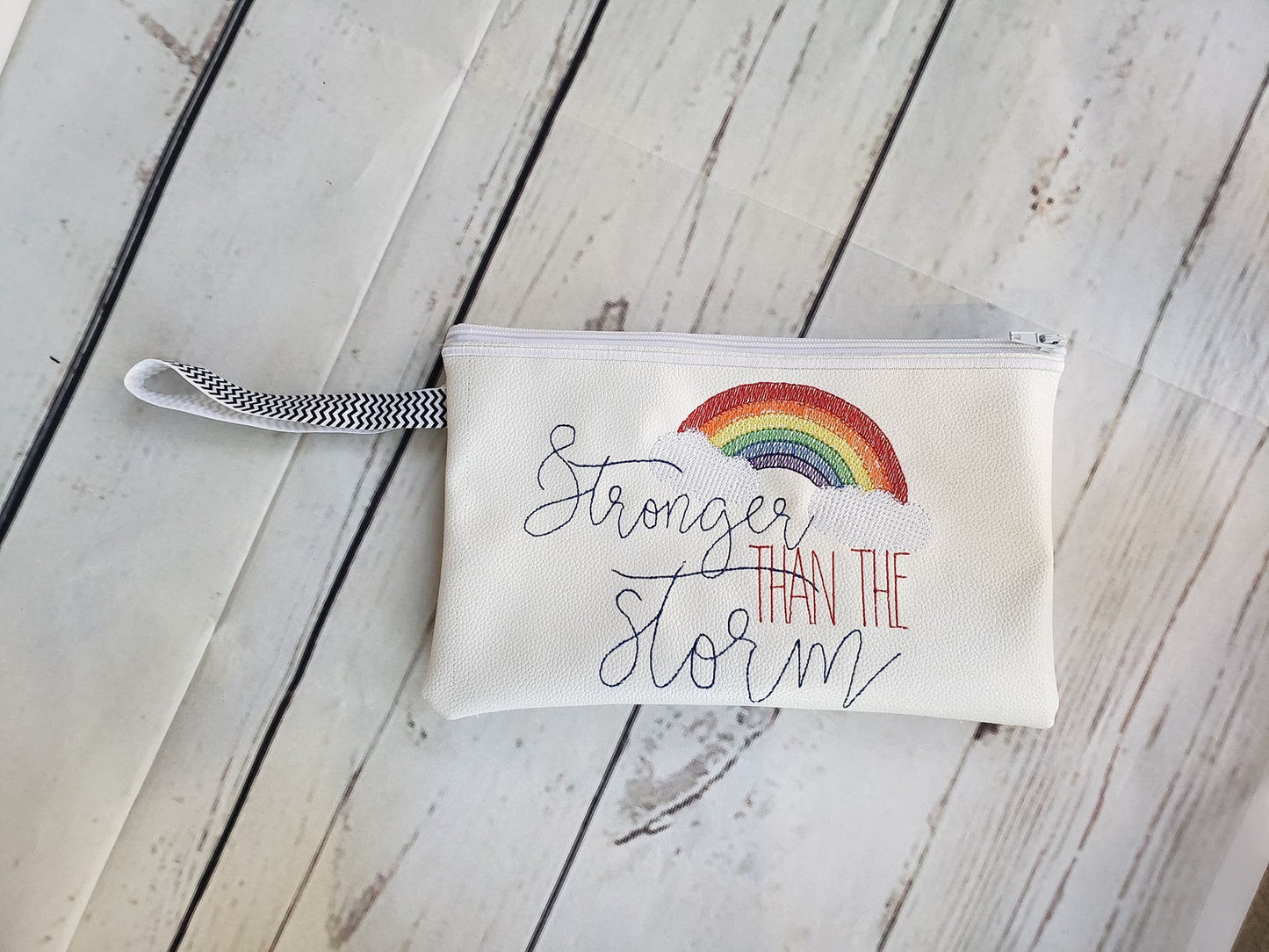 Stronger than the storm Zipper Bag - 3 sizes - Digital Embroidery Design