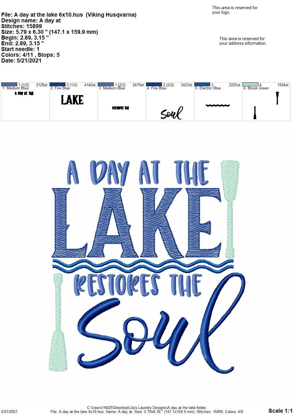 A Day At Lake - 3 sizes- Digital Embroidery Design