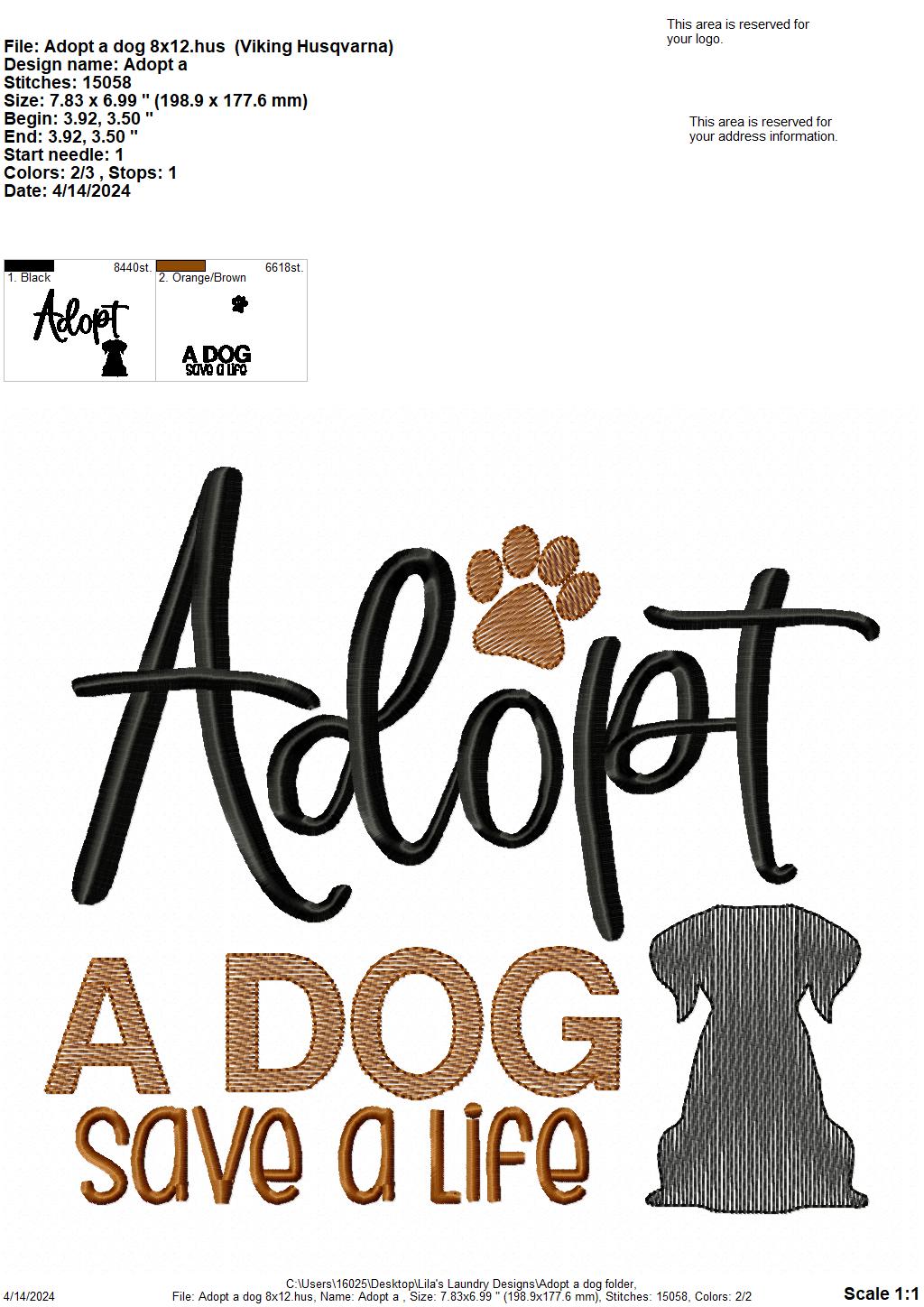 Adopt a Dog - 4 Sizes - Digital Embroidery Design