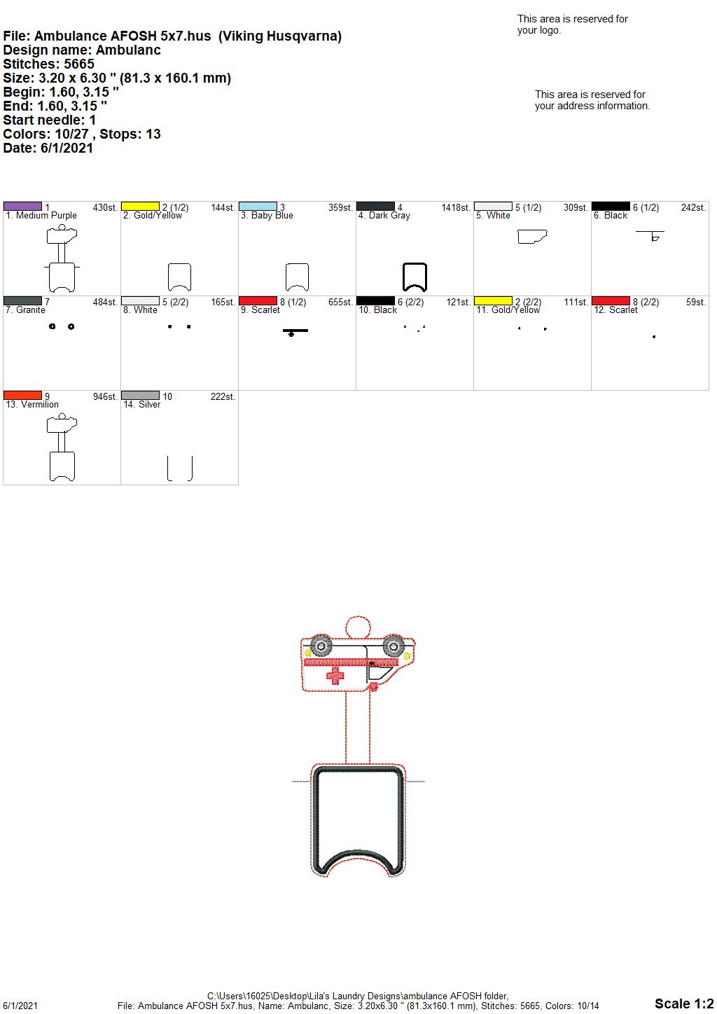 Ambulance Applique Fold Over Sanitizer Holder 5x7- DIGITAL Embroidery DESIGN