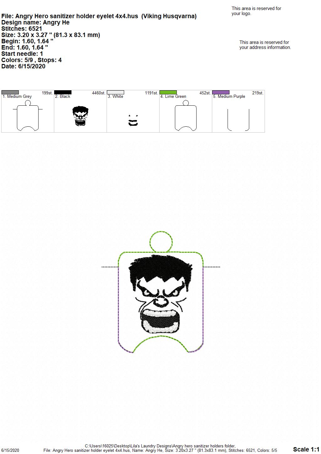 Angry Hero Sanitizer Holders - DIGITAL Embroidery DESIGN