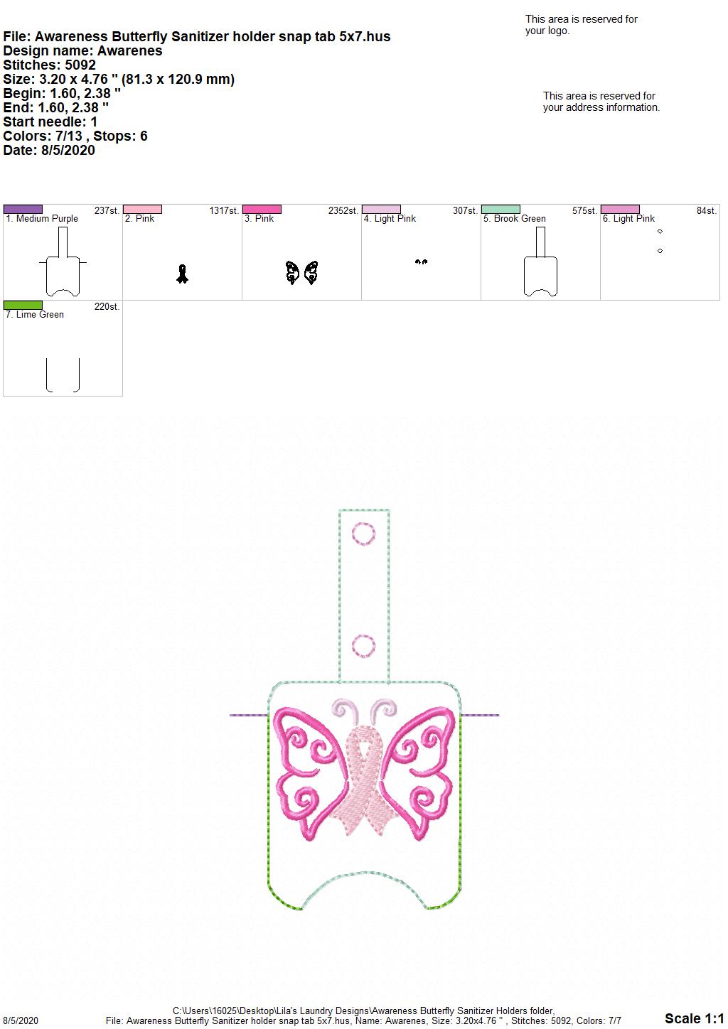 Awareness Butterfly Sanitizer Holders - DIGITAL Embroidery DESIGN