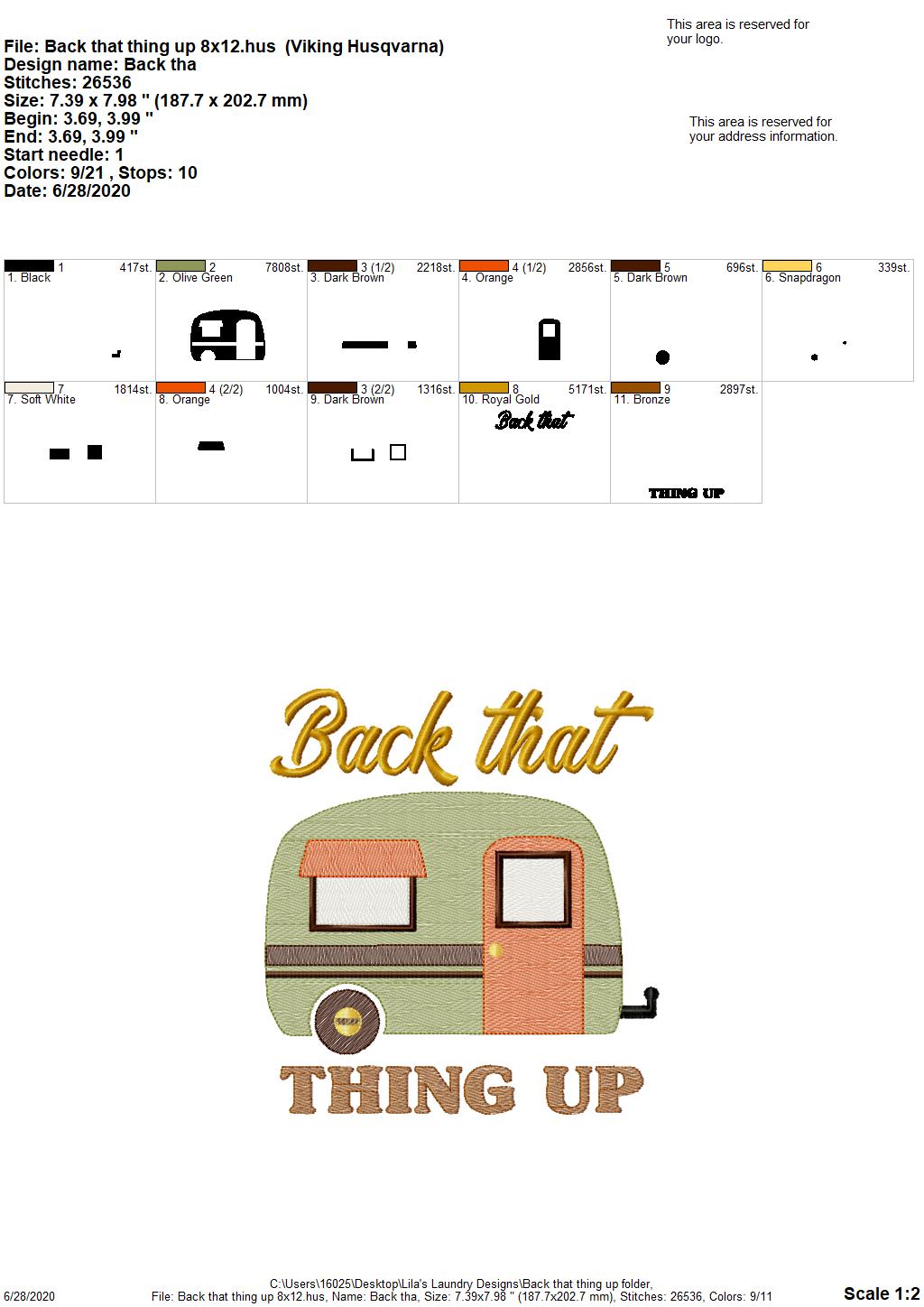 Back That Thing Up - 3 Sizes - Digital Embroidery Design