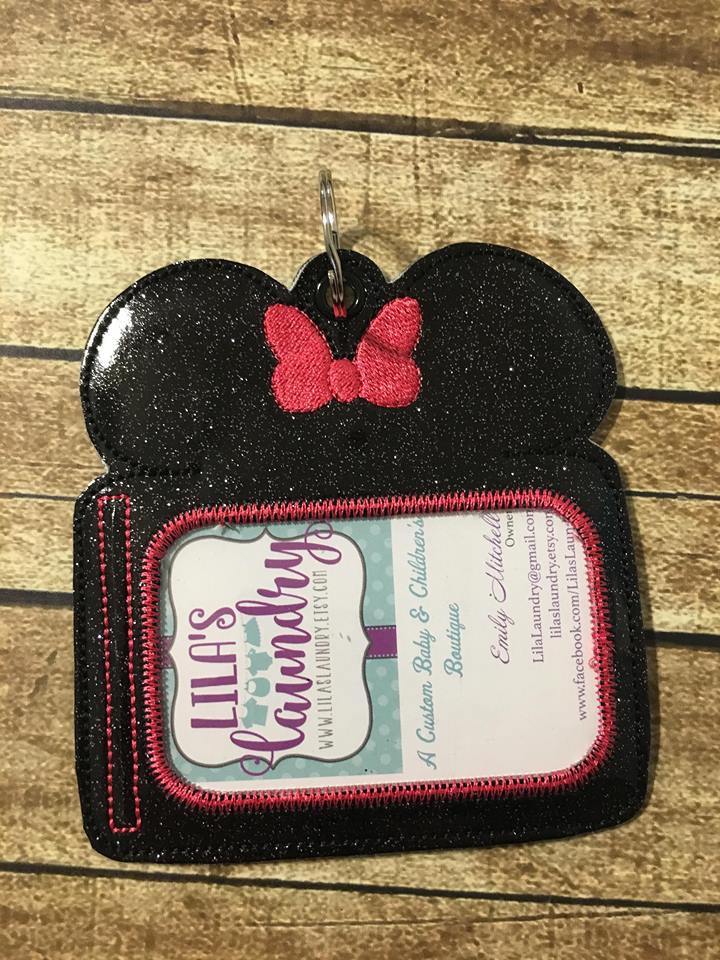 Miss Mouse Horizontal ID Holder - 5 x 7 - Embroidery Design - DIGITAL Embroidery design