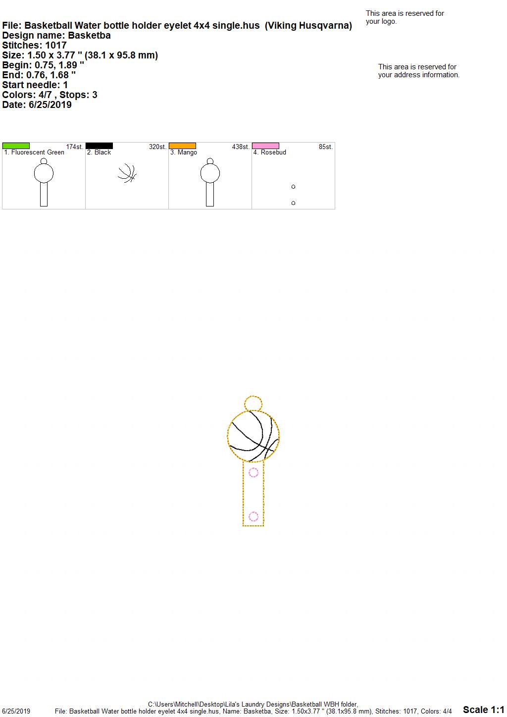 Basketball Water Bottle Holders - DIGITAL Embroidery DESIGN