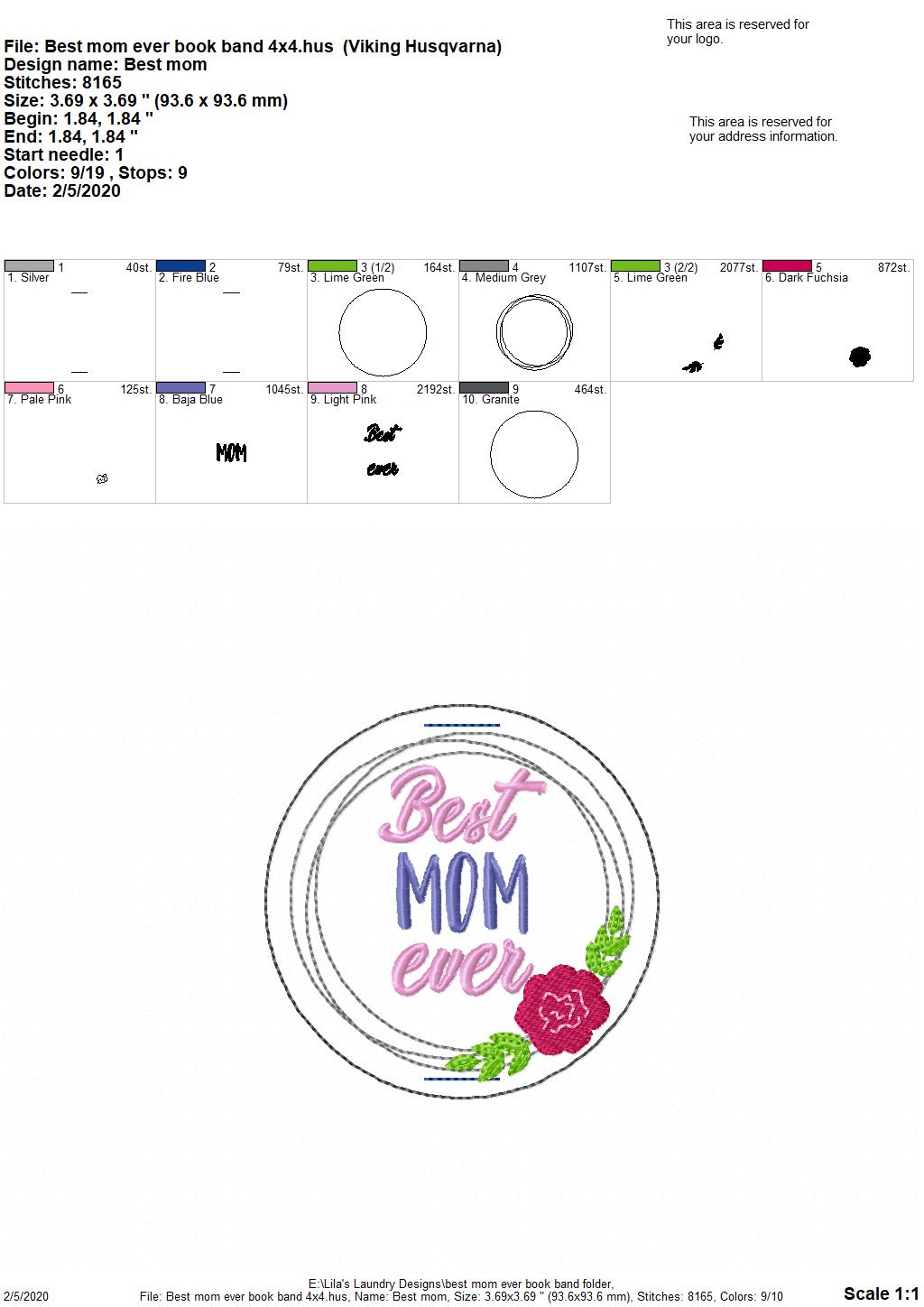 Best Mom Ever - Book Band - Digital Embroidery Design