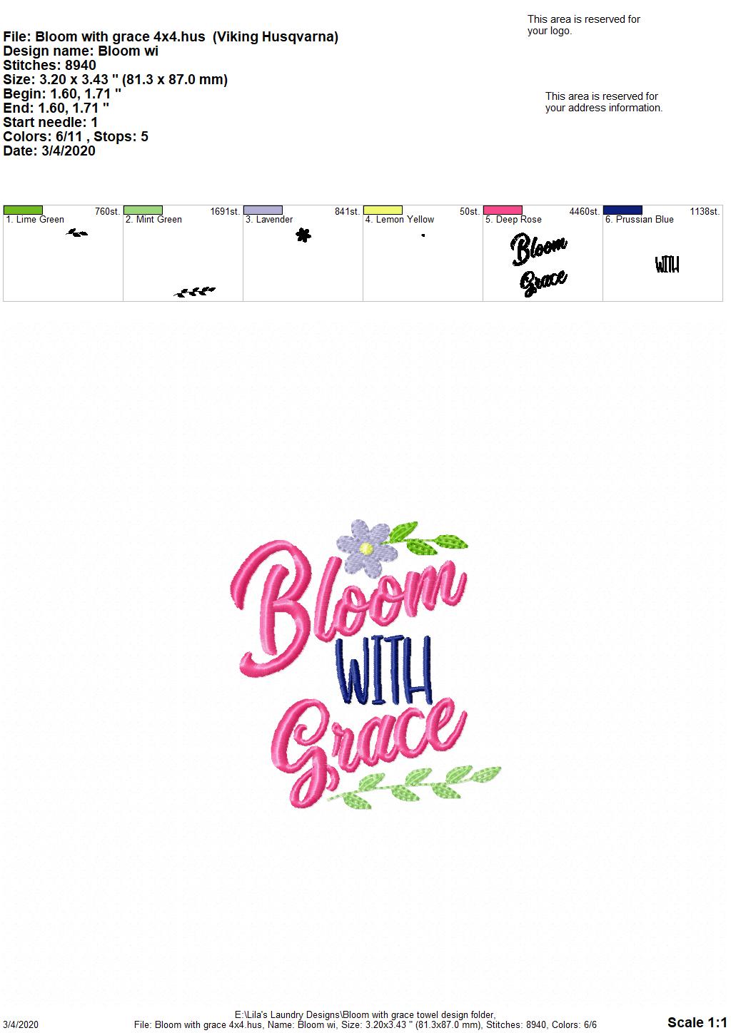 Bloom with Grace - 2 Sizes - Digital Embroidery Design