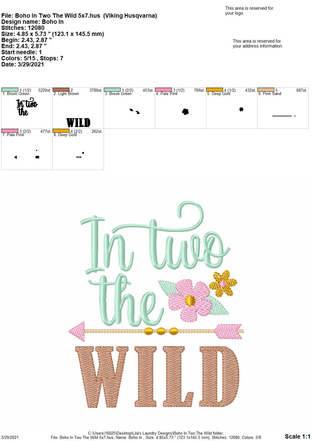 Boho In Two the Wild- 3 sizes- Digital Embroidery Design