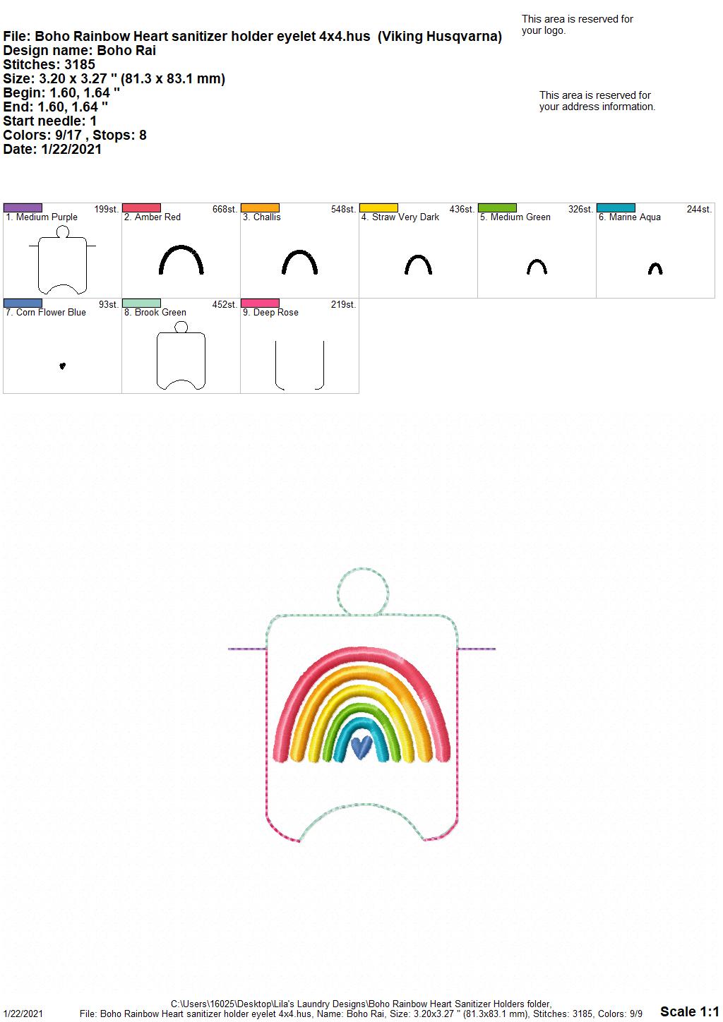 Boho Rainbow Heart Sanitizer Holders - DIGITAL Embroidery DESIGN