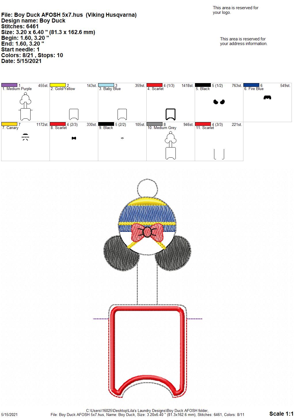 Boy Duck Applique Fold Over Sanitizer Holder 5x7- DIGITAL Embroidery DESIGN