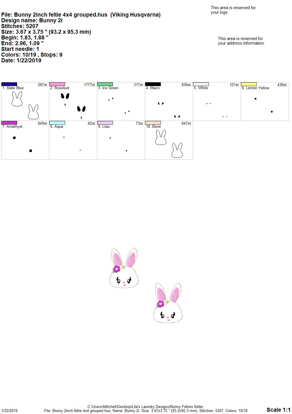 Girl Bunny Felties - 3 sizes- Digital Embroidery Design