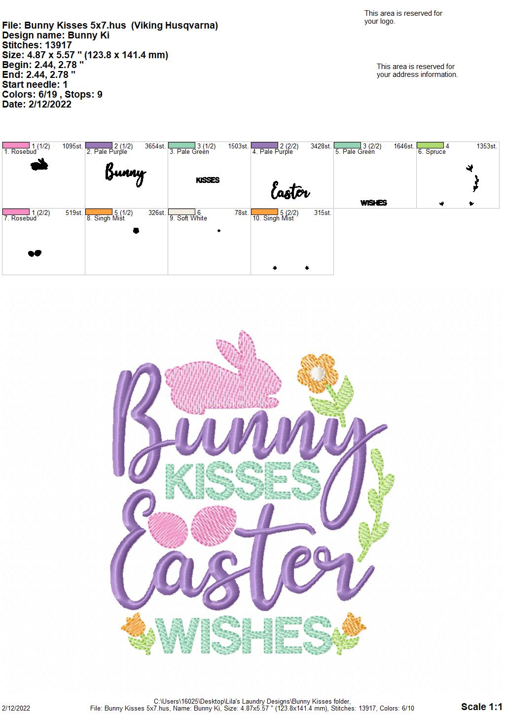 Bunny Kisses - 3 sizes- Digital Embroidery Design