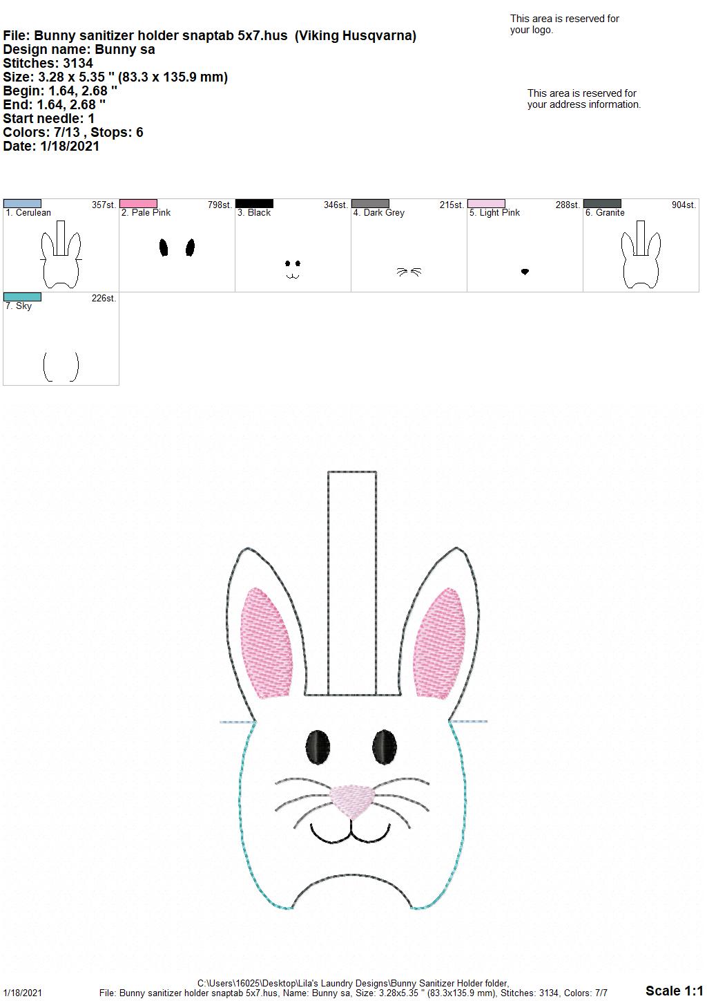 Bunny Sanitizer Holder - DIGITAL Embroidery DESIGN