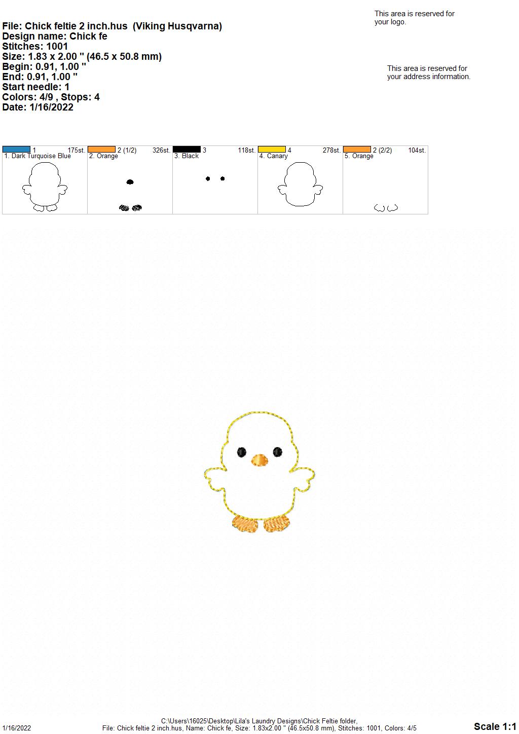 Chick Feltie - Digital Embroidery Design