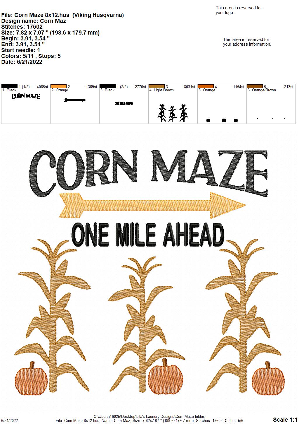 Corn Maze - 4 sizes- Digital Embroidery Design