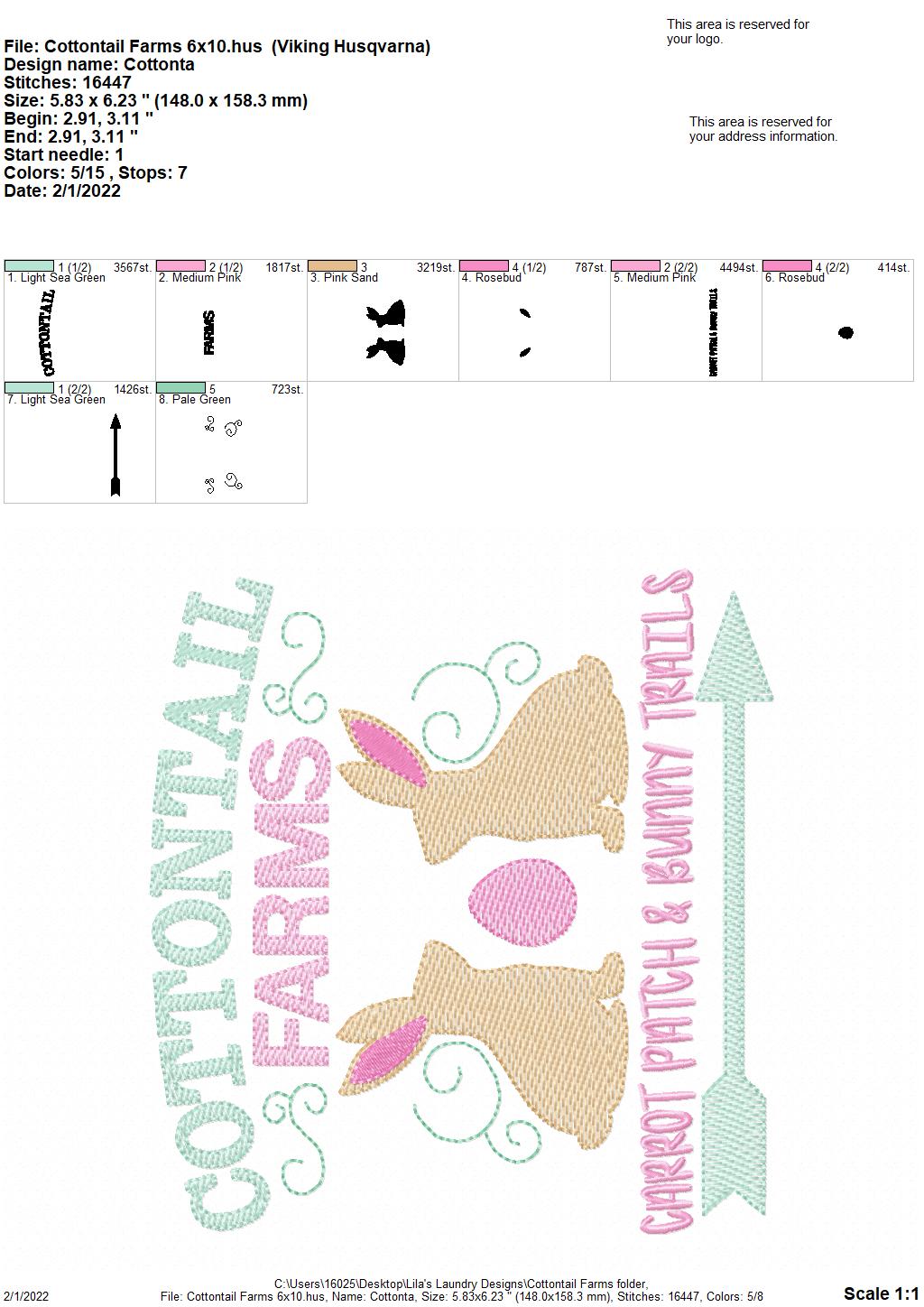 Cottontail Farms - 3 sizes- Digital Embroidery Design